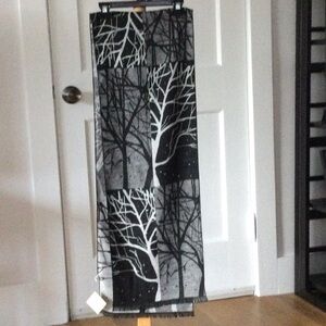 Stylish Black and Gray Tree Pattern Scarf from Rapti
